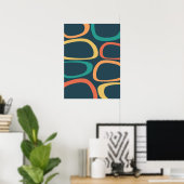 Midden Eeuw Modern Abstract Geel, Oranje, Teal Poster (Thuiskantoor)