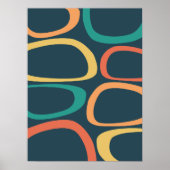 Midden Eeuw Modern Abstract Geel, Oranje, Teal Poster (Voorkant)