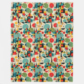 Midden eeuw modern abstract object retro geometris fleece deken (Voorkant)