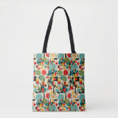Midden eeuw modern abstract object retro geometris tote bag (Voorkant)
