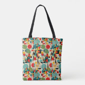 Midden eeuw modern abstract object retro geometris tote bag (Achterkant)