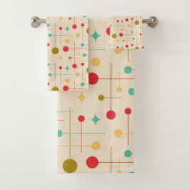 Midden Eeuw Modern Abstract Patroon 29 Crème Bad Handdoek