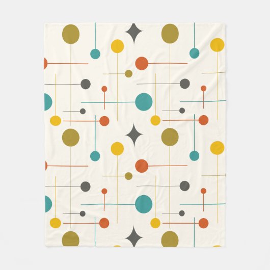 Midden Eeuw Modern Abstract Patroon 29 Crème Fleece Deken (Voorkant)