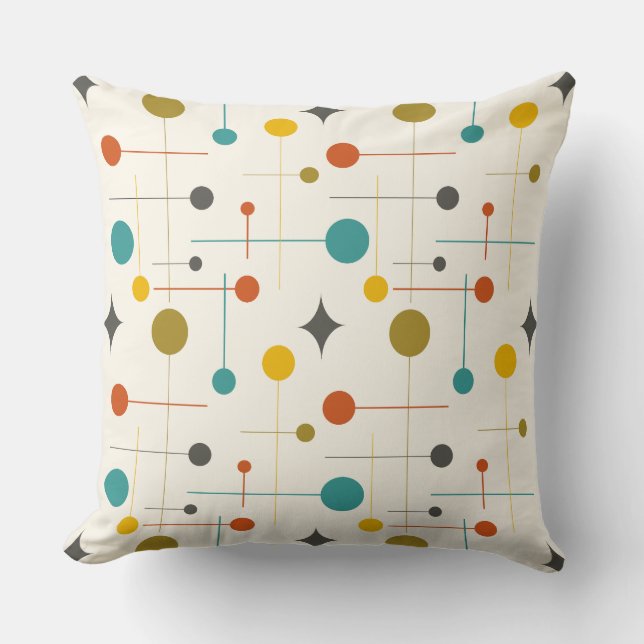 Midden Eeuw Modern Abstract Patroon 29 Crème Kussen (Voorkant)