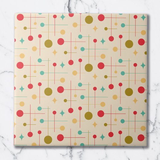 Midden Eeuw Modern Abstract Patroon 29 Crème Tegeltje