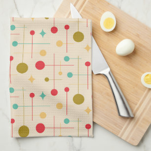 Midden Eeuw Modern Abstract Patroon 29 Crème Theedoek