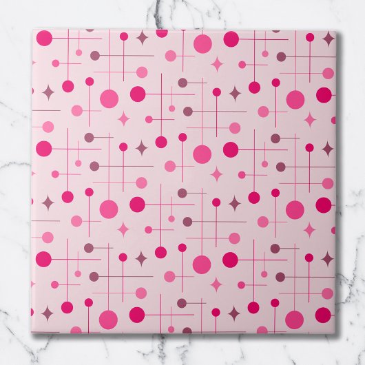 Midden Eeuw Modern Abstract Patroon 29 Magenta Tegeltje