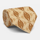 Midden eeuw modern abstract patroon bruin stropdas (Opgerold)