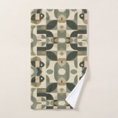 Midden eeuw modern abstract patroon saliegroen bad handdoek (Handdoek)