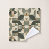 Midden eeuw modern abstract patroon saliegroen bad handdoek (Wasdoekje)