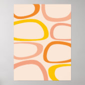 Midden eeuw modern abstract perzik, oranje, geel poster (Voorkant)