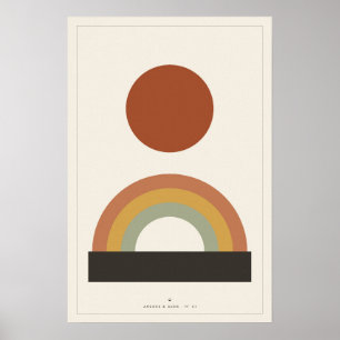Midden eeuw modern abstract zon muurkunst, Terraco Poster