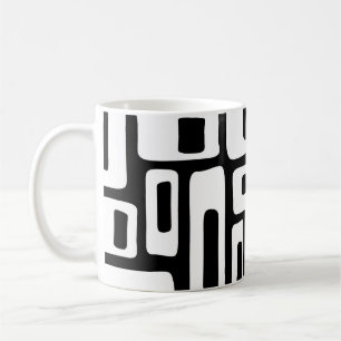 Midden eeuw modern abstract zwart-wit patroon koffiemok