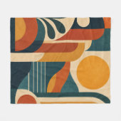 Midden eeuw modern abstracte zon en bogen fleece deken (Voorkant (Horizontaal))