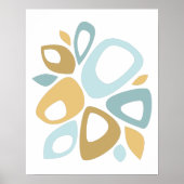 Midden eeuw modern aqua, gele abstracte kussensloo poster (Voorkant)