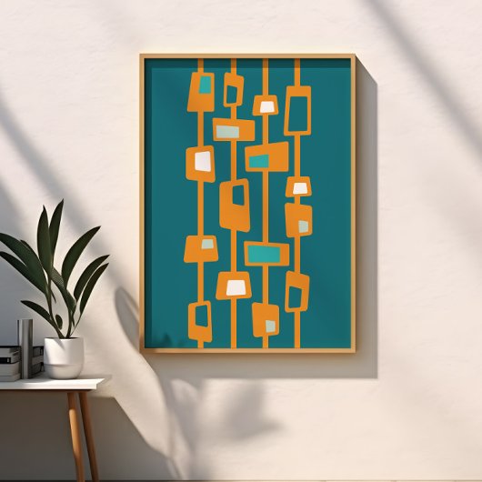 Midden Eeuw Modern Atomair Funky Blokken Poster