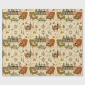Midden Eeuw Modern Atomair Retro Woonkamer Cadeaupapier (Vlak)