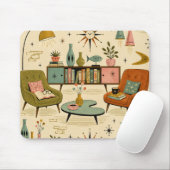 Midden Eeuw Modern Atomair Retro Woonkamer Muismat (Met muis)
