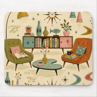 Midden Eeuw Modern Atomair Retro Woonkamer Muismat