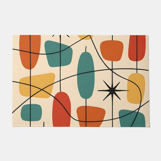 Midden eeuw modern atomaire abstracte deurmat (Voorkant)