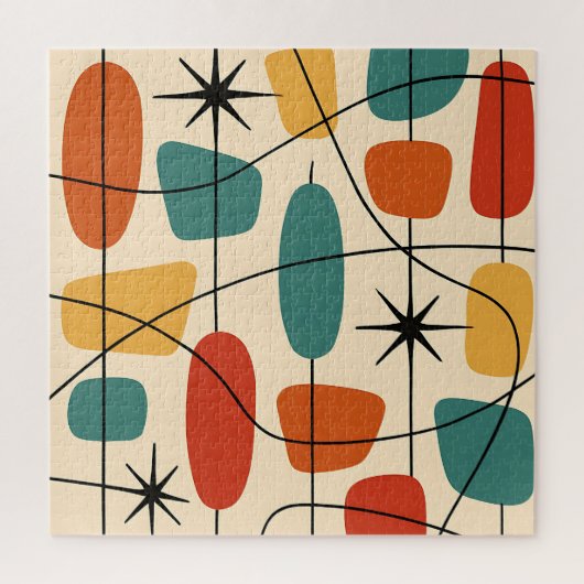 Midden eeuw modern atomaire abstracte legpuzzel (Verticaal)