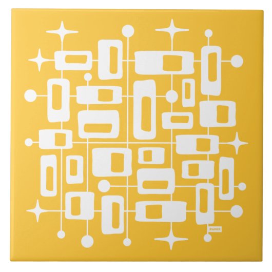 Midden eeuw modern atomaire abstracte tegeltje (Voorkant)