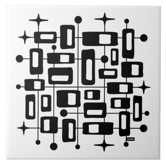 Midden eeuw modern atomaire abstracte tegeltje (Voorkant)
