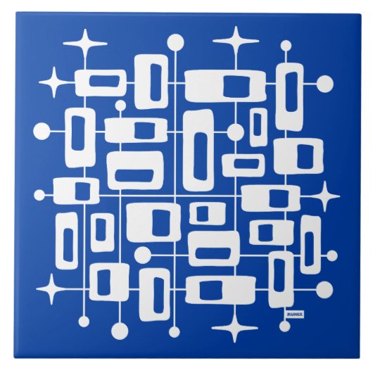 Midden eeuw modern atomaire abstracte tegeltje (Voorkant)