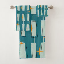 Midden eeuw modern atomaire blokken turquoise, aqu