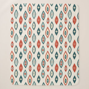 Midden eeuw modern atomaire vormen rood, aqua, tea sherpa deken