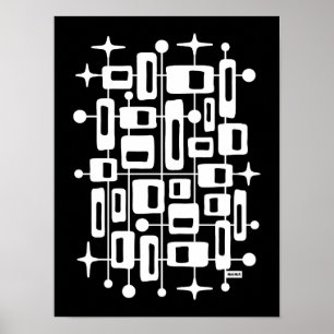 Midden-Eeuw Modern Atomic Abstract Poster