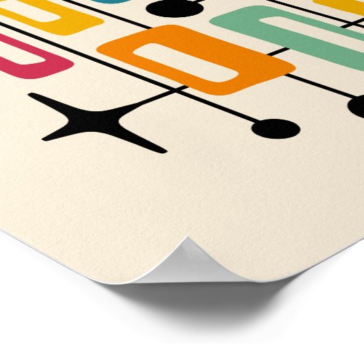 Midden-Eeuw Modern Atomic Abstract Poster (Hoek)