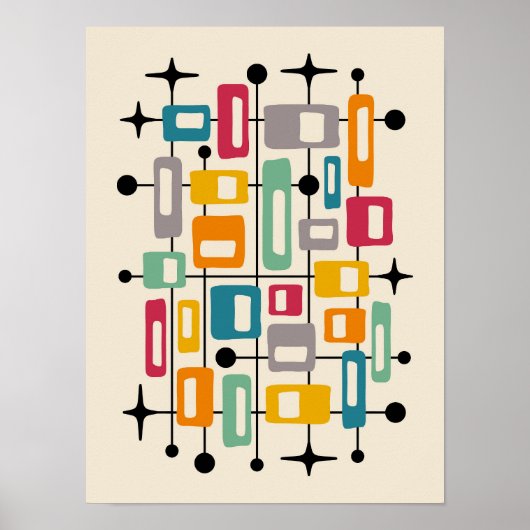 Midden-Eeuw Modern Atomic Abstract Poster (Voorkant)