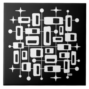 Midden-Eeuw Modern Atomic Abstract Tegeltje