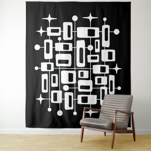 Midden-Eeuw Modern Atomic Abstract Wandkleed (In situ)