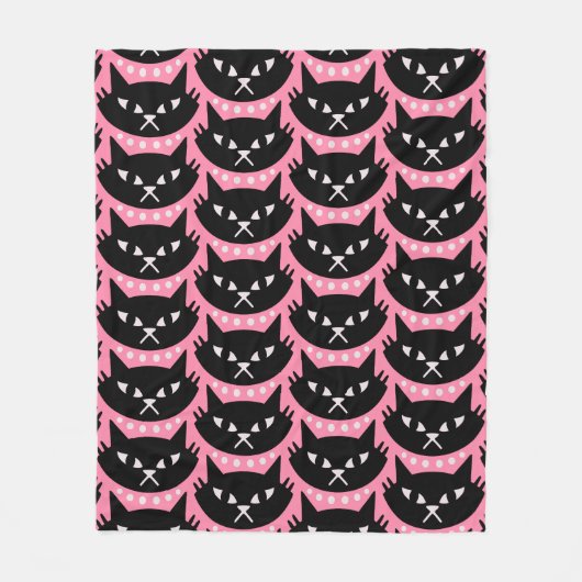 Midden-Eeuw Modern Atomic Cat Pattern Fleece Deken (Voorkant)