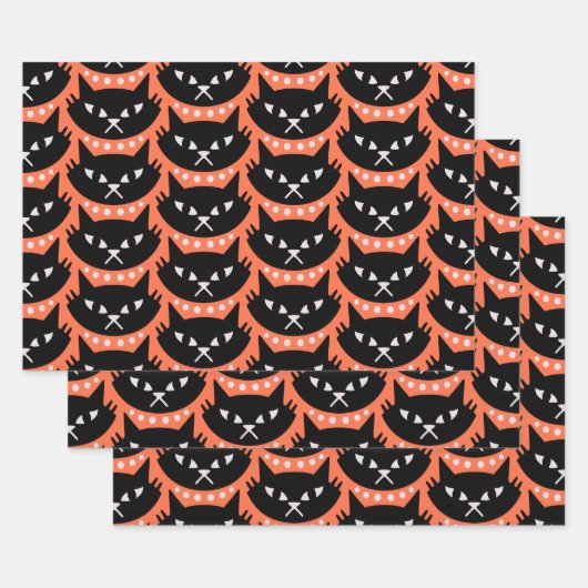 Midden-Eeuw Modern Atomic Cat Pattern Inpakpapier Vel (Set)