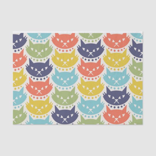 Midden-Eeuw Modern Atomic Cat Pattern Tissuepapier (Voorkant)