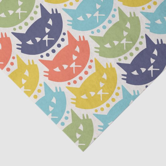 Midden-Eeuw Modern Atomic Cat Pattern Tissuepapier (Detail)