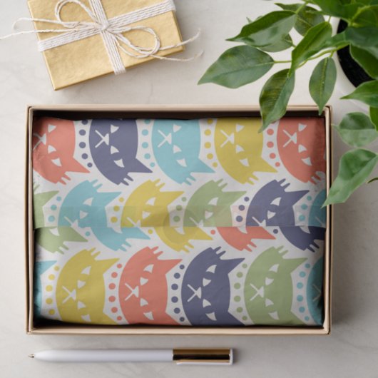 Midden-Eeuw Modern Atomic Cat Pattern Tissuepapier (Geschenk)