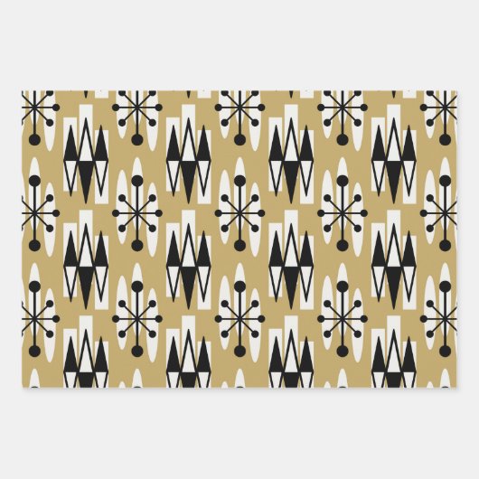 Midden-Eeuw Modern Atomic Holiday Pattern Inpakpapier Vel (Voorkant 2)