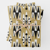 Midden-Eeuw Modern Atomic Holiday Pattern Inpakpapier Vel (In situ)