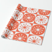 Midden-Eeuw Modern Atomic Retro Sinaasappel Geruit Cadeaupapier (Uitgerold)