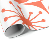 Midden-Eeuw Modern Atomic Retro Sinaasappel Geruit Cadeaupapier (Rol Hoek)