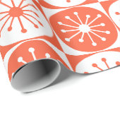 Midden-Eeuw Modern Atomic Retro Sinaasappel Geruit Cadeaupapier (Rol Hoek)