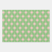 Midden-eeuw Modern Atomic Starburst Patroon Groen Inpakpapier Vel (Voorkant 3)