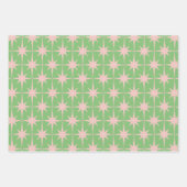 Midden-eeuw Modern Atomic Starburst Patroon Groen Inpakpapier Vel (Voorkant)