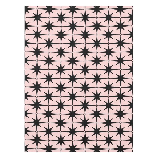 Midden-eeuw Modern Atomic Starburst Patroon Roze Tafelkleed (Voorkant)