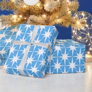 Midden eeuw Modern Atomic Stars Feestelijke Patroo Cadeaupapier
