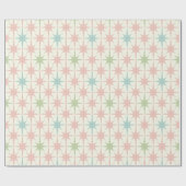 Midden eeuw Modern Atomic Stars Pastel Pattern Cadeaupapier (Vlak)